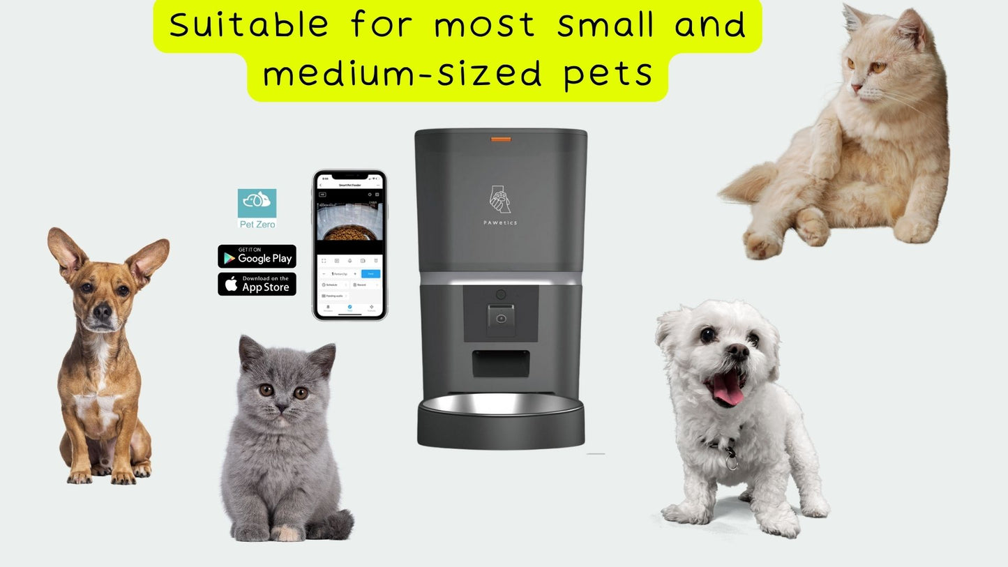 Pawetics Automatic Pet Feeder - Equipped with 5G Wifi, Interactive Audio and Night Vision Camera